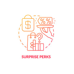 Surprise perks red gradient concept icon. Pleasant gift for client abstract idea thin line illustration. Happy buyer. Regural presents and benefits. Vector isolated outline color drawing.