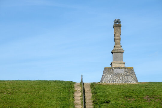 Statue of the "Stienen man" (1777) on the dike near Harlingen, Friesland Provinde, The Netherlands