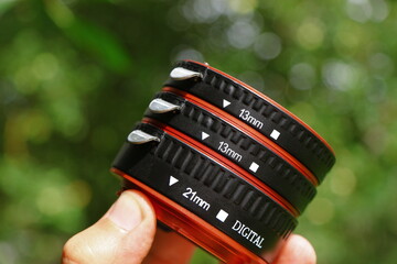 The macro rings of the dlf camera are made of black and red plastic
