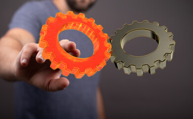 business team gear to success concept