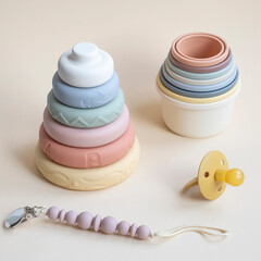 Newborn baby toys. Closeup