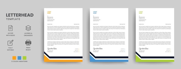 Modern Corporate Creative Minimalist Marketing Letterhead design. Simple Vector Abstract Business Finance Letterhead Design Template for company With  yellow Blue chime Colour
