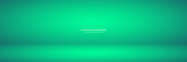 Empty long emerald studio abstract background with spotlight effect. Product showcase backdrop.