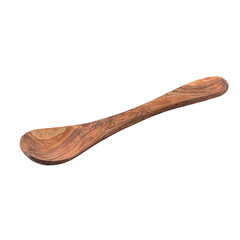 Isolated dark wooden cooking solid spoon on a white background