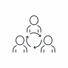 Team members. Universal employees. Interchangeability. Vector linear icon isolated on white background.