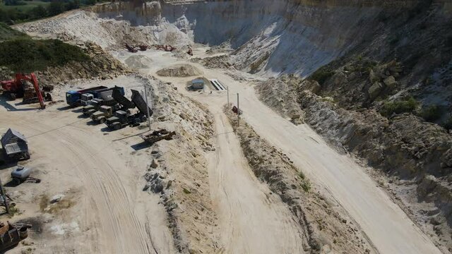 quarry sand quarry excavator truck huge span drone