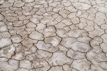 Dry earth covered with deep cracks