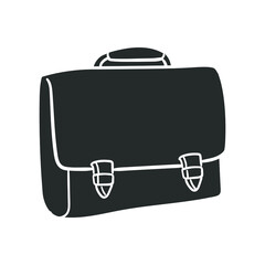 Briefcase Office Icon Silhouette Illustration. Hand Bag Vector Graphic Pictogram Symbol Clip Art. Doodle Sketch Black Sign.