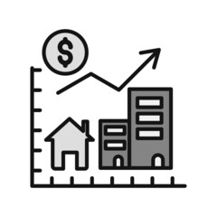 Propoerty Line Filled Grey Vector Icon Design