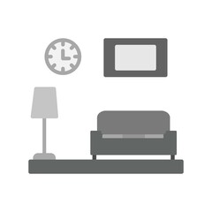 Living Room Flat Grey Vector Icon Design