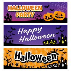 ハロウィンバナーセット　Halloween Banner Frame Vector Illustration