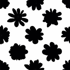 Floral seamless pattern. Black magic flowers. Hand drawn flowers. endless background for fabric, tektil, packaging, paper, baby products.