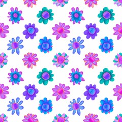 Floral seamless pattern. Cheerful magic flowers. Hand drawn flowers. endless background for fabric, tektil, packaging, paper, baby products.