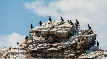 Baikal black cormorant stands guard 2