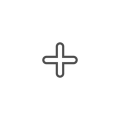 Fototapeta premium Black line cross. Flat vector icon isolated on white. Add or plus purchase pictogram.