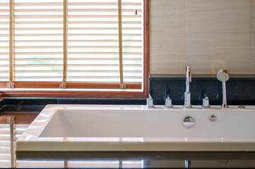 modern bathroom interior with window view 
