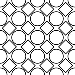 Circles and rhombs pattern. Vector seamless in one geometric shapes.
