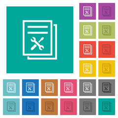 User guide with wrench and screwdriver square flat multi colored icons