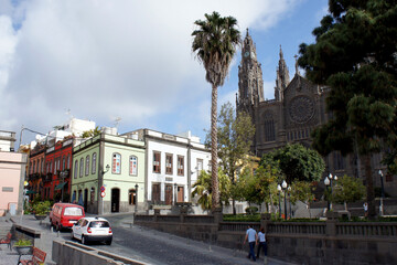 Fototapeta na wymiar On the street of the city of Arucas. Gran Canaria, Spain.