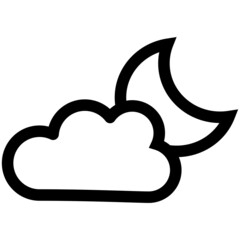 Cloudy Night Vector Line Icon Design