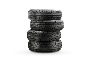 new winter tires, a stack of isolate on a white background
