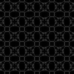 Fototapete Dark abstract background pattern with geometric ornament on black background. Seamless pattern, texture. Vector image © PETR BABKIN