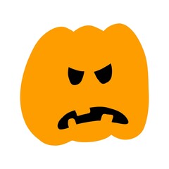 Vector illustration of Halloween pumpkin in hand drawn cartoon style on white background.