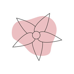 Vector abstract flower illustration using for logo, wedding, stories, posters. Minimal tropical flower art. Exotic Flower art with spot. Botanical vector logo print.