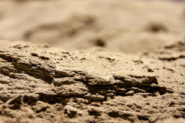 The texture of the sand. Sand quarry.