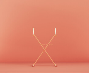 Monochrome orange color studio keyboard stand in a pink studio, 3d rendering