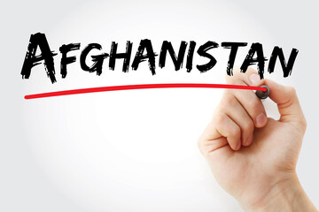 Afghanistan text with marker, concept background