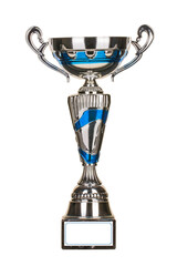 Beautiful silver cup on isolated background for the second place