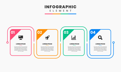 Vector Graphic of Infographic Element Design Templates with Icons and 4 Options or Steps. Suitable for Process Diagram, Presentations, Workflow Layout, Banner, Flow Chart, Infographic.