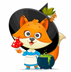 Happy Halloween. Funny witch foxy