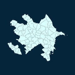Fototapeta premium High Detailed Modern Blue Map of Azerbaijan on Dark isolated background, Vector Illustration EPS 10 