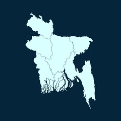 High Detailed Modern Blue Map of Bangladesh on Dark isolated background, Vector Illustration EPS 10	