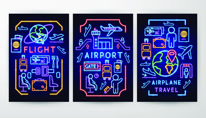 Airport Flyer Concepts. Vector Illustration of Airplane Promotion.