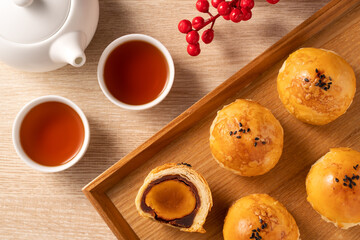 Moon cake yolk pastry for Mid-Autumn Festival holiday.