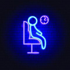 Airport Waiting Room Neon Sign. Vector Illustration of Passenger Seat Promotion.