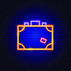 Suitcase Neon Sign. Vector Illustration of Luggage Promotion.