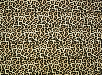 Afwasbaar fotobehang Cotton fabric with leopard animal print  © konoplizkaya