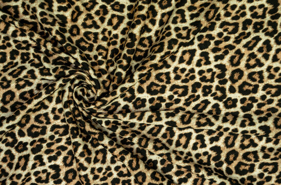 Cotton fabric with leopard animal print