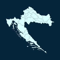 Obraz premium High Detailed Modern Blue Map of Croatia on Dark isolated background, Vector Illustration EPS 10