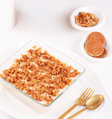 Delicious pudding made with stroop waffles