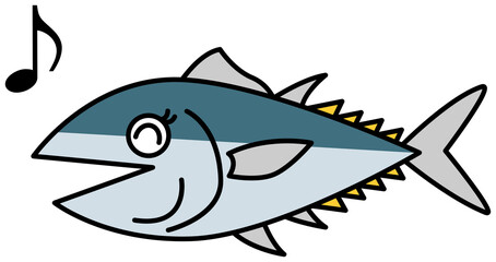 さかなさんのキャラクター（マグロ・ぶり・ハマチ・カツオ）イラスト ベクター