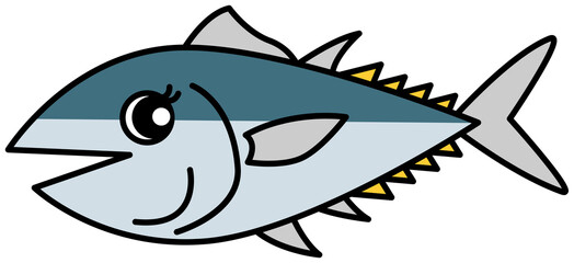 さかなさんのキャラクター（マグロ・ぶり・ハマチ・カツオ）イラスト ベクター
Character of the fish(Pacific bluefin tuna, yellowtail, yellowtail, bonito) illustration vector
