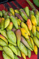Tropical fruit, ripe red mango close-up