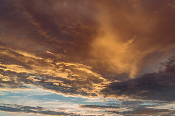 Amazing cloudscape on the sky at sunset time.