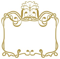 Cadre Art nouveau couleur or sur Fond blanc