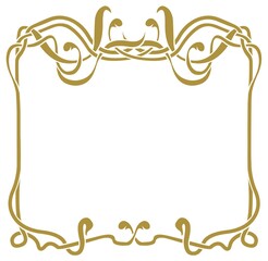 Cadre Art nouveau couleur or sur Fond blanc